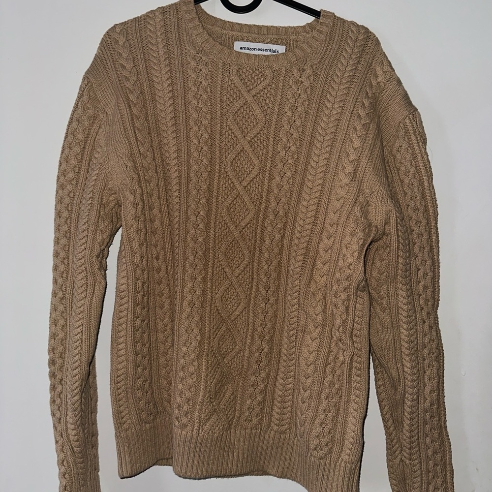 Amazon Essentials Tan Cable Knit Sweater